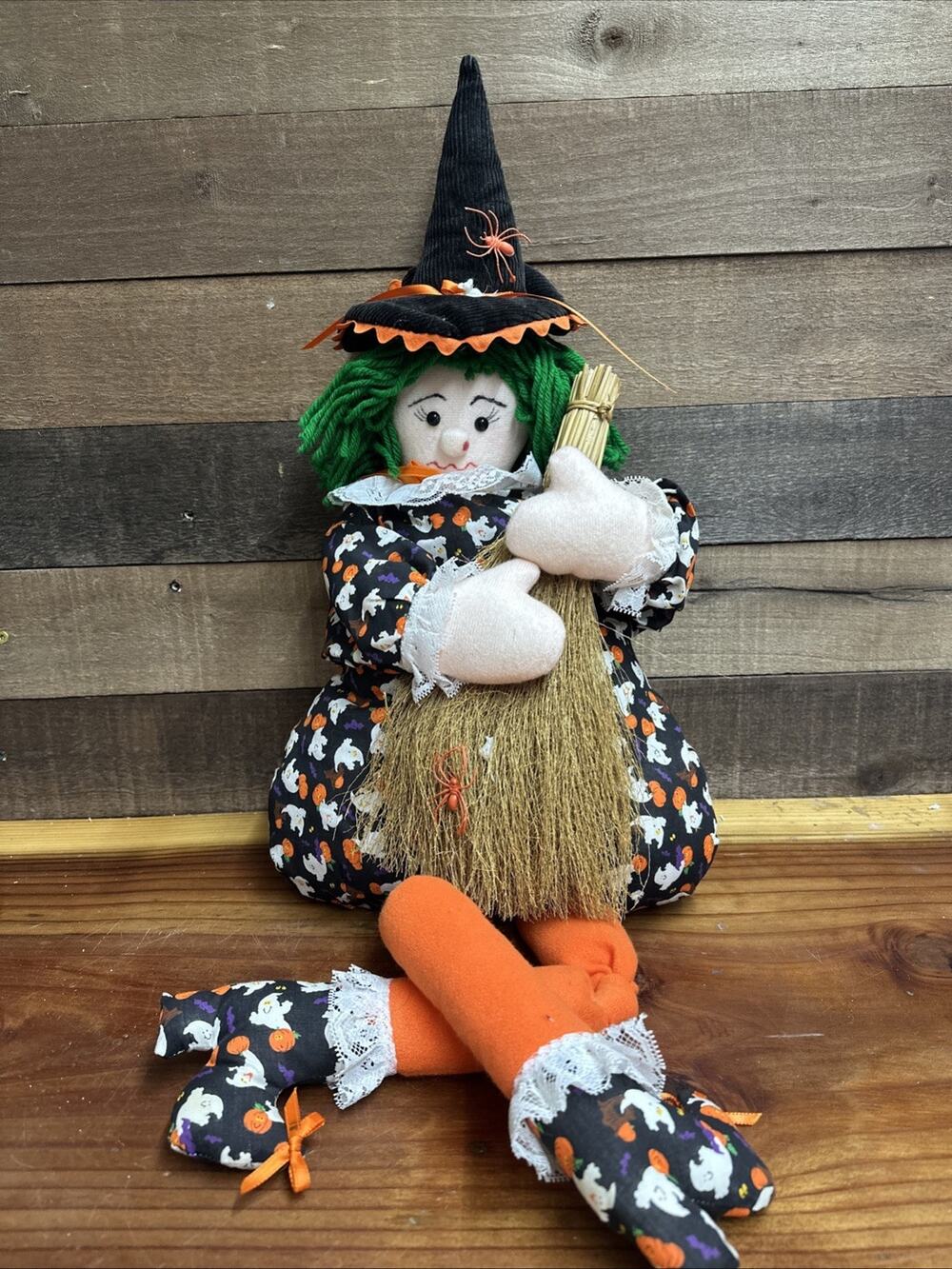 Vintage Witch Shelf Sitter With Broom 19” Tall Sitting